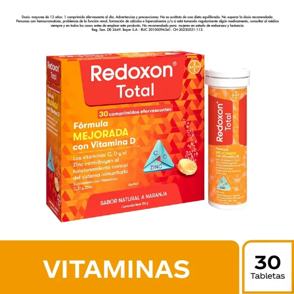 Redoxon Total, 30 Comprimidos efervescentes,  Formula Mejorada con Vitamina D